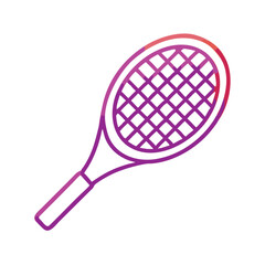 Tennis racket vector icon illustration, Colorful vector icon of a tennis racket, commonly used in sports for playing tennis matches and recreational activities.
