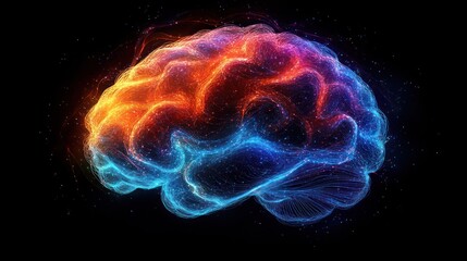 Vibrant digital brain illustration showcasing neural activity.