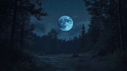 Fototapeta premium Full Moon Night Sky
