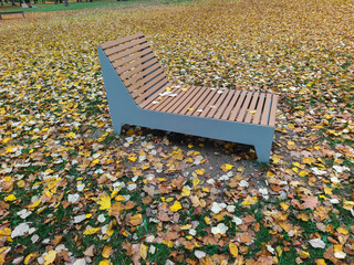 Sun bed in the park. Relax zone and improvement of public services