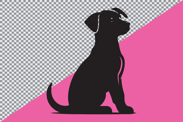 A black silhouette of a sitting dog