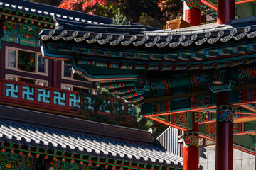 The exterior of the Buddhist temple building