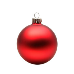 Glossy red christmas ball, isolated on transparent background