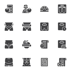 Weight loss related vector icons set
