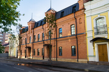 Element of a beautiful building. Irkutsk from various perspectives. Variety of architectural styles 