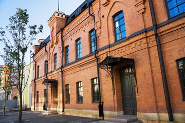 Element of a beautiful building. Irkutsk from various perspectives. Variety of architectural styles 