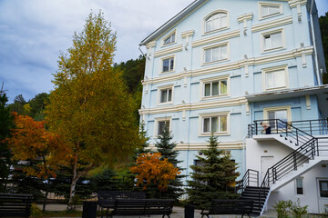 Element of a beautiful building. Irkutsk from various perspectives. Variety of architectural styles 