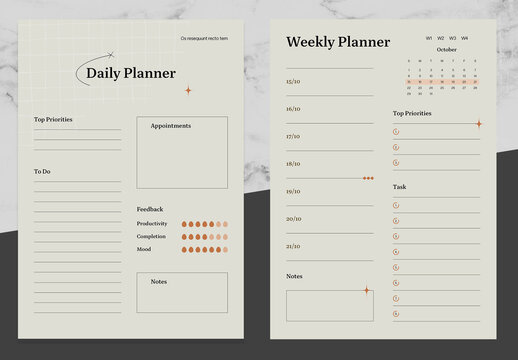 Cream And Black Planner