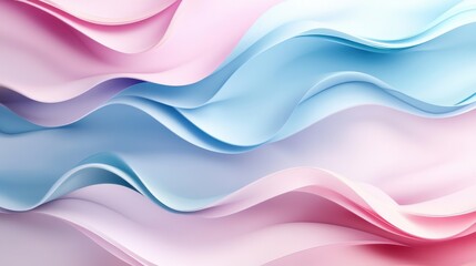 Fototapeta premium Soft pastel waves of pink and blue create a serene and fluid abstract background.