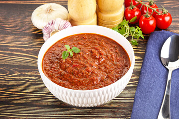 Spanish traditional gazpacho tomato soup