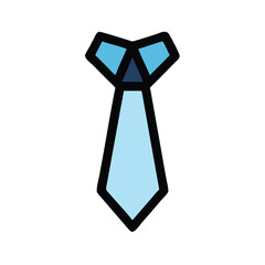 Simple blue necktie vector icon, Vector icon of a plain blue necktie with a minimalistic design, symbolizing professional business attire and formal fashion.
