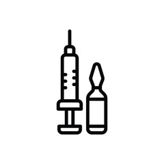 Black line icon for vaccination