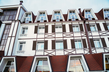 Fototapeta premium Element of a beautiful building. Irkutsk from various perspectives. Variety of architectural styles 