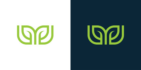 Multi-initials M logo, leaf-shaded double P logo