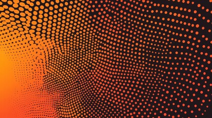 Abstract pattern of orange and black dots creating a dynamic gradient effect.