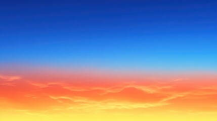 A stunning gradient sky blending deep blue to vibrant orange at dusk, creating a serene and peaceful atmosphere.