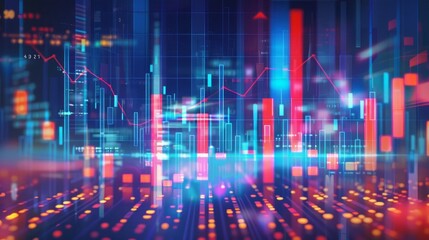 Fototapeta premium Futuristic Finance: High-Impact Visuals of Market Trends and Analytics 