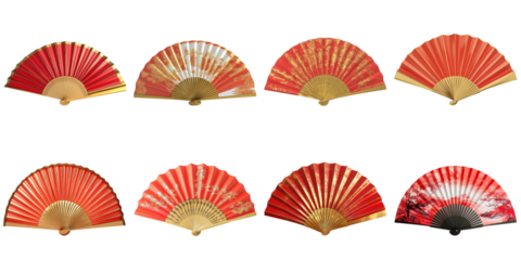 Chinese red fan isolated 3d mockup without background using for China newyear purpose.