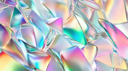 Fototapeta premium A mesmerizing display of iridescent shards reflecting light in vibrant colors, creating a captivating abstract design.
