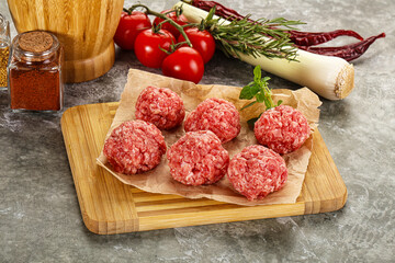 Raw beef meatball minced meat
