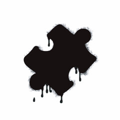 Graffiti puzzle icon spray isolated on white background. oversprayed graffiti puzzle icon in black on white. Vector illustration.