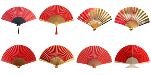 Chinese fan transparent sample mockup isolated png with no background.