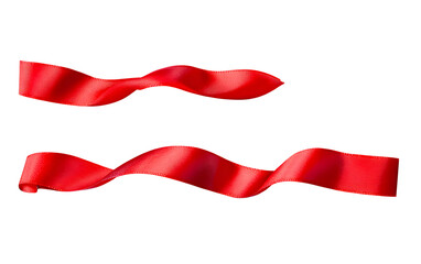 Naklejka premium A set of curly red ribbon for Christmas and birthday present isolated against a transparent background.