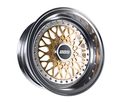 BBS RS Rim with gold chrome color isolated on white 