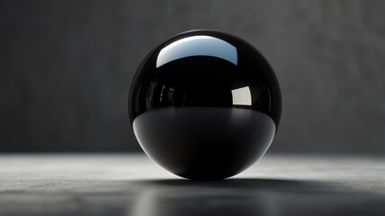 a black glass sphere with the word  blue  on it.