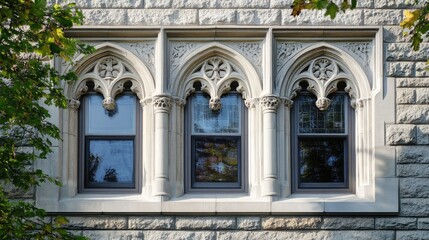 Obraz premium Elegant Gothic Style Windows with Architectural Detail