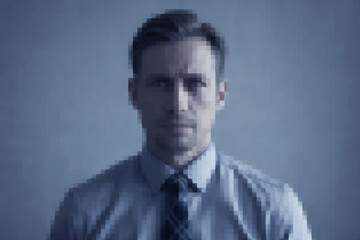 Image of a man in large pixels so that he is unrecognizable.