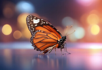 forefinger color robotic 3d olated background butterfly sitting detailed orange render