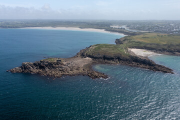 Aerial View Over Pointe de Kermorvan, Le Conquet, France