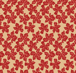 Japanese Wild Leaf Fall Vector Seamless Pattern