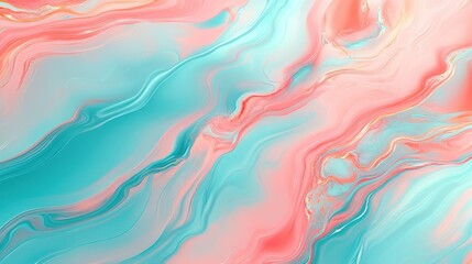 An abstract swirl of soft pink and turquoise hues creating a serene and dreamy atmosphere.