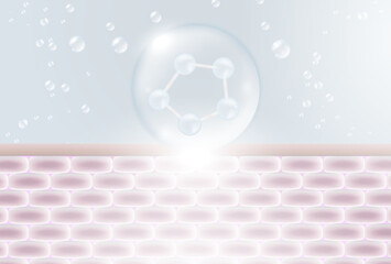 3D Collagen Skin Serum and Vitamin illustration isolated on white background.