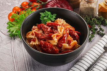 Italian pasta with dry tomato