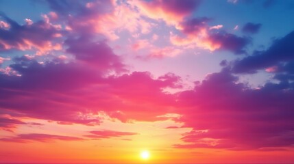 Obraz premium Breathtaking sunset over the horizon, with vibrant hues of pink and orange mingling in the sky.