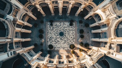 Obraz premium Aerial View of Elegant Courtyard with Pillars