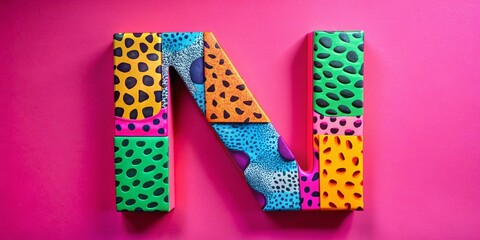 Obraz premium Funny Jungle Letter N Low Light Pink