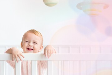 Baby girl in her crib