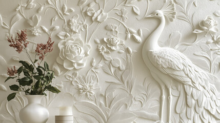 Carved Nature and animal Motifs wall paper