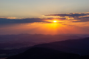 soothing sunset in the mountains of the Czech Republic