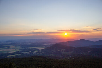 soothing sunset in the mountains of the Czech Republic