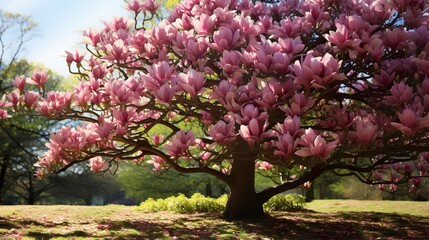 Naklejka premium A photo of a magnolia tree in bloom