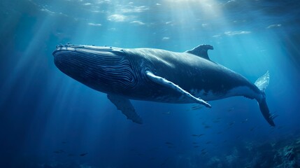 A photo of a majestic blue whale