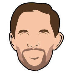 Vector illustrations bearded man with brown hair. White male flat cartoon. Minimalist avatar for profile