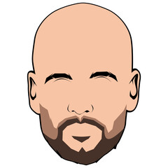 Vector illustrations bald bearded man. White male flat cartoon. Minimalist avatar for profile