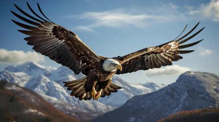Fototapeta premium A photo of a majestic eagle in flight