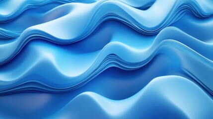 Abstract blue waves in fluid motion, showcasing smooth, flowing layers that create a serene and calming ambiance.